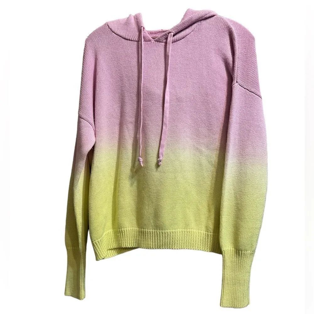 One Grey Day NWT Ombré Knit Pullover Hoodie in Pink/Yellow Size Small